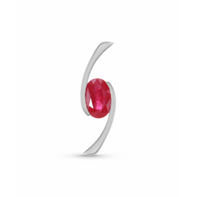 Pendentif Or Blanc Rubis  Ovale 6x4mm