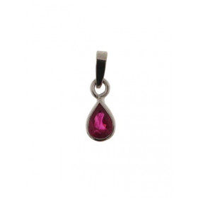 Pendentif Or blanc 750/1000 serti d un rubis forme poire. Poids du Rubis : 0,77 carats
