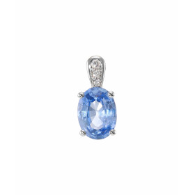  Pendentif Or Blanc 750 serti d un Saphir Ceylan Ovale 8x6mm 3 diamants Dimensions du pendentif (bélière incluse) : 13x6mm...
