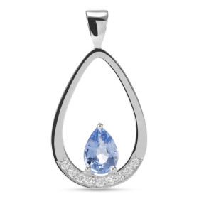 Pendentif Or Blanc 750 serti d un Saphir Poire 8x6mm 9 diamants 1,3mm diamètre Dimensions du pendentif (bélière incluse) :...