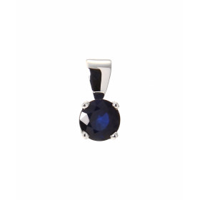  Pendentif Or Blanc 750 serti d un saphir rond 6mm diamètre Dimensions du pendentif (bélière incluse) : 12 x 6,2mm Poids S...