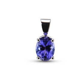  Pendentif Or Blanc serti d une Tanzanite ovale 8x6mm (1,6 carat) Tanzanite qualité AAA Dimensions du pendentif (bélière i...