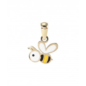 Pendentif en Or Jaune 375 et émail en forme d'abeille. Dimension du pendentif (bélière incluse) : 10x13mm