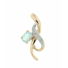 Pendentif Or jaune 375 serti d une aigue marine ovale 5x4mm 4 diamants Dimensions du pendentif (bélière incluse) : 20x10mm...