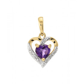 Pendentif Or jaune 375 Améthyste coeur 5x5mm Diamant Pendentif or jaune 375 (9 carats) Améthyste coeur 5x5mm (0,40 carat) ...