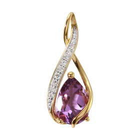  Pendentif Or Jaune 375 serti d une Améthyste taille poire 10x8mm 9 diamants Dimensions du pendentif (bélière incluse) : 2...