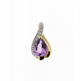 Pendentif Or jaune 375 serti d une améthyste taille poire 7x5mm 5 diamants Dimensions du pendentif (bélière incluse) : 14 ...