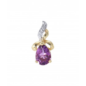 Pendentif Or Jaune 375 Améthyste Poire 7x5mm Diamant Motif serti d une Améthyste Poire 7x5mm (0.7 carat) 2 diamants pour u...