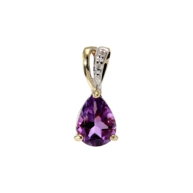 Pendentif Or Jaune 375 Améthyste poire 8x6mm diamant Bélière sertie d un diamant 0.01 carat Améthyste taille poire 8x6mm (...