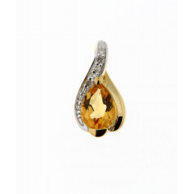 Pendentif Or jaune 375 serti d une citrine taille poire 7x5mm 5 diamants Dimensions du pendentif (bélière incluse) : 14 x ...