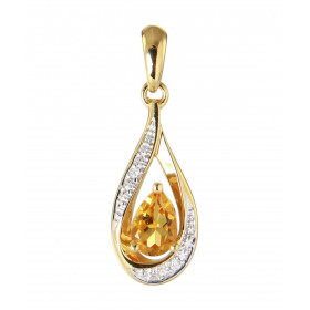 Pendentif Or Jaune 375 Citrine poire de 6x4mm et Diamants. Citrine taille poire mesurant 6x4mm et pesant 0.4 carat. Cette ...