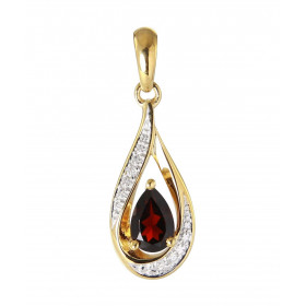 Pendentif Or Jaune 375 Grenat poire 6x4mm Diamants Grenat taille poire mesurant 6x4mm pesant 0.4 carat Cette pierre est se...