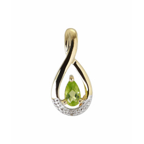 Pendentif Or jaune 375 Péridot Poire 5x3mm Diamant Monture Or jaune 375 (9 carats) sertie d une pierre taille poire 5x3mm ...