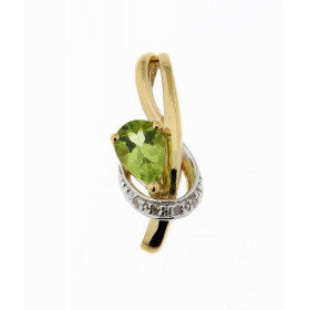 Pendentif Or jaune 375 serti d un péridot taille poire 7x5mm 4 diamants Dimensions du pendentif (bélière incluse) : 20 x 9...