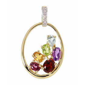 Pendentif Or jaune 375 Pierres fines et Diamant. Monture en Or 375 (9 carats) sertie de pierres fines multicolores (Topaze...