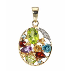  Pendentif Or Jaune 375 pierres multicolores Ce pendentif est serti d une multitude pierres fines différentes couleurs dan...