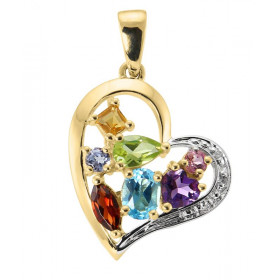  Pendentif or jaune 375 serti pierres fines 3 diamants Dimensions du pendentif (bélière incluse) : 25x16mm 