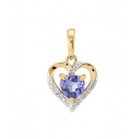 Pendentif Or jaune 375 Tanzanite coeur 5x5mm et Diamant. Pendentif en or jaune 375 (9 carats). Tanzanite coeur de 5x5mm (0...