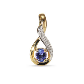 Pendentif Or Jaune 375 Tanzanite Ovale 5x3mm et Diamant