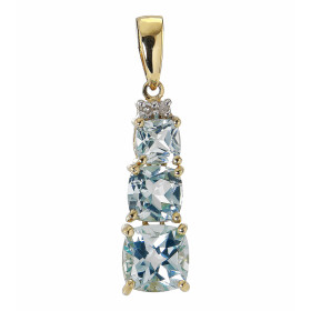Pendentif Or jaune 375 Topazes Coussin Diamants Monture articulée Or jaune 375 (9 carats) sertie pierres taille coussin 6,...