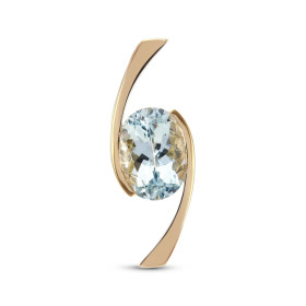  Pendentif or jaune 750 serti d une aigue marine AAA ovale 8x6mm (1 carat) Dimensions du pendentif : 20x8mm 