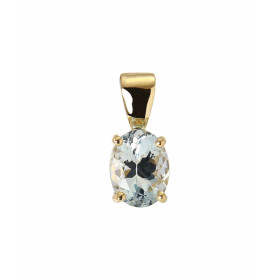  Pendentif Or Jaune 750 serti d une Aigue Marine ovale 8x6mm (1.15 carat) Serti à griffes Dimensions du pendentif : 14x6mm 