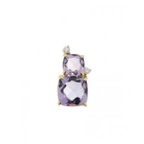 Pendentif Or Jaune 750 serti deux Améthystes deux Diamants Les améthystes mesurent 4x4 6x6mm Elles sont maintenues sur cet...