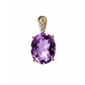 Pendentif Or Jaune 750 Améthyste Ovale 10x8mm Diamants Pendentif serti d une améthyste ovale 10x8mm (2.1 carats) Serti à ...