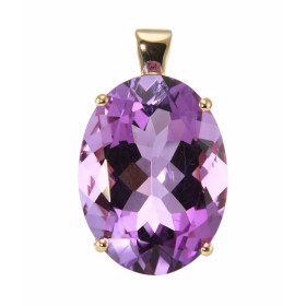  Pendentif Or Jaune 750 serti d une Améthyste ovale 20x15mm (15,7 carats) Serti à 4 griffes Dimensions du pendentif (béliè...