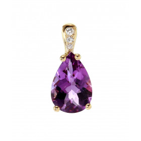  Pendentif Or Jaune 750 Améthyste Poire 12x8mm Diamants Pendentif serti d une améthyste poire 12x8mm (2.5 carats) Serti à ...