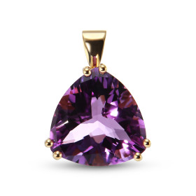  Pendentif Or jaune 750 serti d une Améthyste taille trillion 14x14mm (9 carats) 