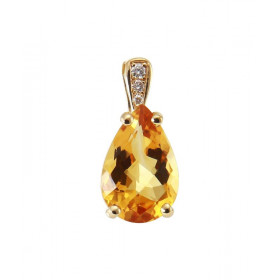  Pendentif Or Jaune 750 serti d une Citrine poire 12x8mm (2,5 carats) 3 diamants Poids total diamant : 0,035 carat Serti à...