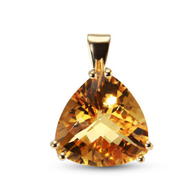  Pendentif Or Jaune 750 serti d une Citrine taille trillion 14mm coté (6.9 carats) Dimensions du pendentif : 14x14mm 