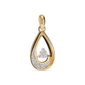 Pendentif en Or Jaune 750 serti de 2 diamants de 0,01 carat et d'un diamant central de 0,08 carat. Dimensions du pendentif...