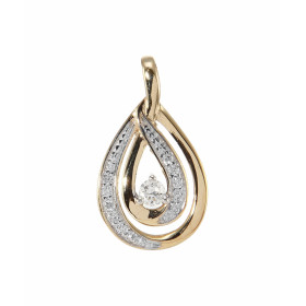 Pendentif Or Jaune 750 serti d un diamant central 0,07 carat Entourage composé 12 diamants 0,006 carat Dimensions du pende...