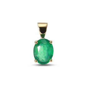  Pendentif Or Jaune 750 serti d une Emeraude Ovale 8.8x6.8mm Serti à griffes Poids émeraude : 1.53 carat Qualité émeraude ...