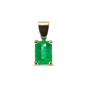  Pendentif Or Jaune 750 serti d une émeraude AAA rectangulaire 7x5mm Serti à griffes Poids émeraude : 0.9 carat Dimensions...