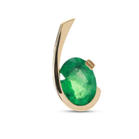  Pendentif Or Jaune 750 serti d une Emeraude ovale 10x8mm Dimensions du pendentif (bélière incluse) : 19x10mm Poids Emerau...