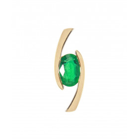  Pendentif Or Jaune 750 serti d une Emeraude Ovale 7 x 5 mm (0,7 carat) Monture croisée Serti demi-clos Dimensions du pend...