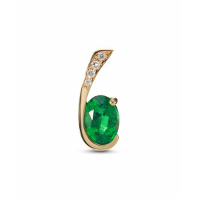  Pendentif Or Jaune 750 serti d une émeraude ovale 7x5mm (0,6 carat) 4 diamants pour un poids total 0,04 carat Dimensions ...
