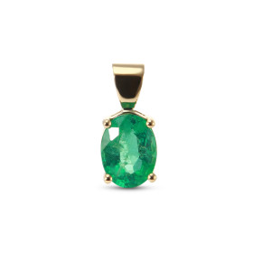  Pendentif Or Jaune 750 serti d une Emeraude ovale 8x6mm (1 carat) Serti à griffes Dimensions du pendentif (bélière inclus...