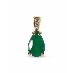  Pendentif Or Jaune 750 serti d une Emeraude poire 10x6mm 3 Diamants Poids Emeraude : 1.8 carat Poids total Diamant : 0.03...