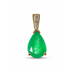 Pendentif Or Jaune 750 Emeraude Ce pendentif est serti d une Emeraude poire 10x7mm 3 diamants sont sertis dans bélière Di...