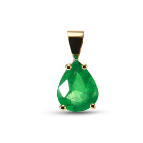  Pendentif Or Jaune 750 Emeraude Poire 10x8mm Qualité émeraude : AAA Dimensions du pendentif (bélière incluse) : 14x8mm Po...