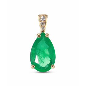  Pendentif or jaune 750 serti d une émeraude Emeraude taille poire 13.3x8.6mm (2.9 carats) Bélière sertie 3 diamants (0.05...