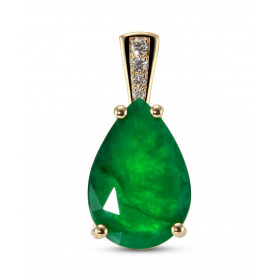  Pendentif Or Jaune 750 serti d une Emeraude poire 15.3x10.5mm 4 Diamants Poids Emeraude : 5.49 carats Poids total Diamant...