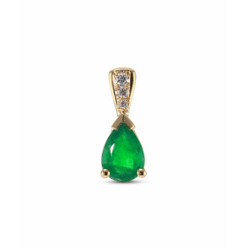  Pendentif Or Jaune 750 serti d une Emeraude poire 7x5mm diamants 3 diamants sont sertis dans bélière pour un poids total ...