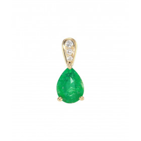 Pendentif Or Jaune 750 serti d une émeraude poire 8x6mm Diamants Poids Emeraude : 1 carat Poids Diamant : 0.03 carat Dimen...