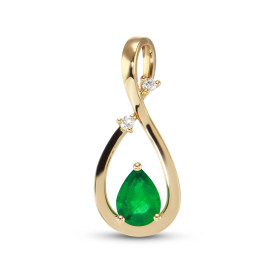  Pendentif Or Jaune 750 serti d une Emeraude Poire 8x6mm (0.8 carat) 2 diamants pour un poids total 0,06 carat Dimensions ...