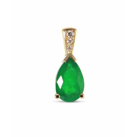  Pendentif Or Jaune 750 serti d une émeraude Poire 9.5x6mm (1,3 carat) 3 diamants pour un poids total 0,03 carat Dimension...